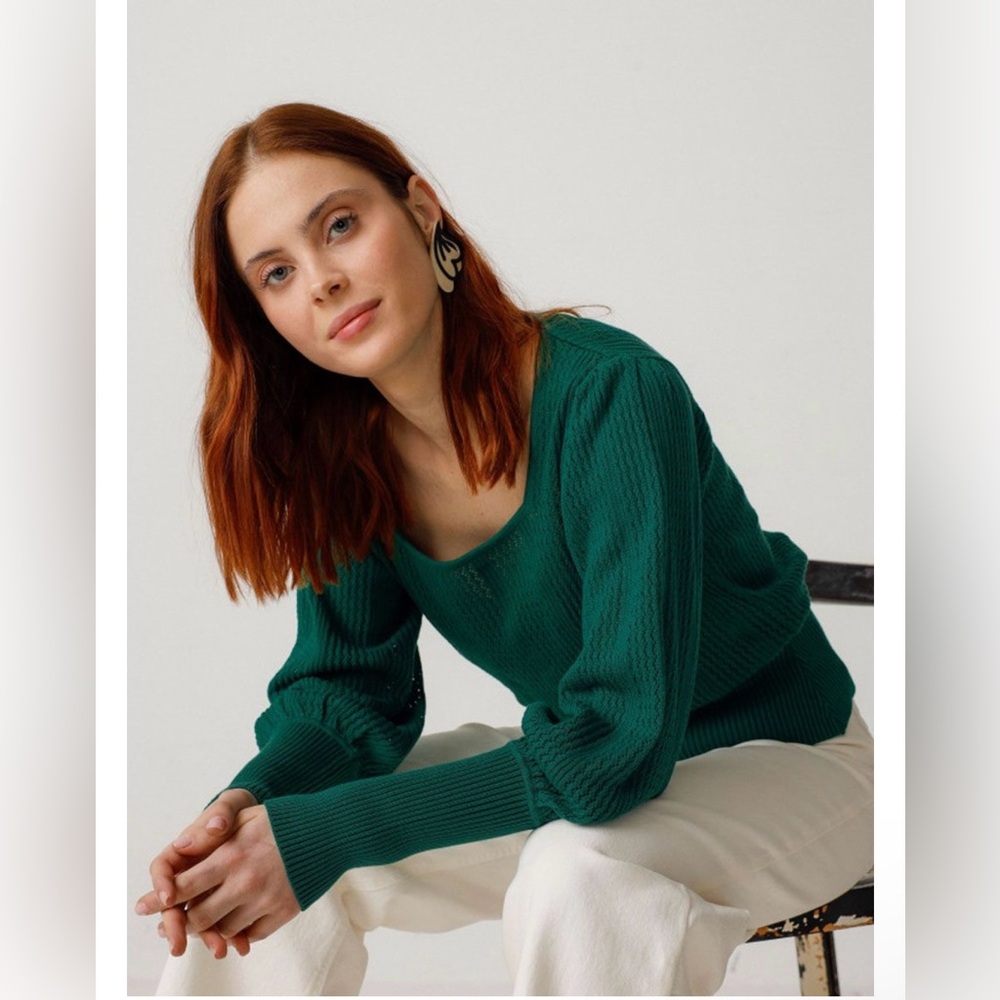 NWT SKFK Dudea Gots Organic Cotton Basil Green Sweater EU 40 | US 6 - Picture 4 of 11